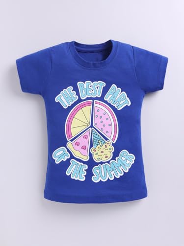 Image of Amazon Brand - Jam & Honey Girls Cotton Graphic Printed Half Sleeves T-Shirt | Regular Fit | Soft & Breathable | Age 2-8 Years (Available in Pack of 5 & Pack of 3)