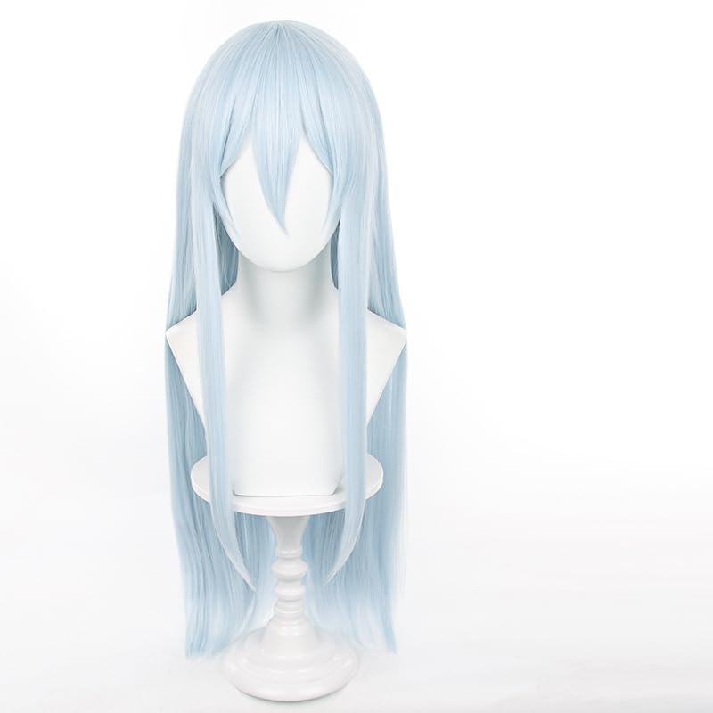 Hinomori Shizuku Cosplay Wig Long Straight Anime Hair with Bangs Halloween Party Wigs For Women Girls (Light Blue)