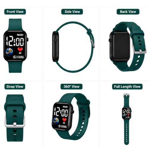 Image of XENTON Kids Digital Watch for Boys & Girls | LED Display Wrist Watch | One Touch Time & Date Display | Adjustable Strap | Lightweight Casual Watch for Kids Boys (Green)