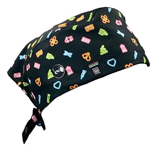 Weark Bonnet de santé pour homme et femme, infirmière dentaire, pédiatre, poils longs, avec boutons et sweat-shirt à l'avant - Néon Cover