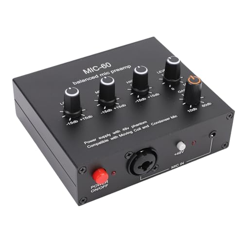 Préamplificateur de micro dynamique Eujgoov alimentation 48V 12V 5V ajustement basse triple