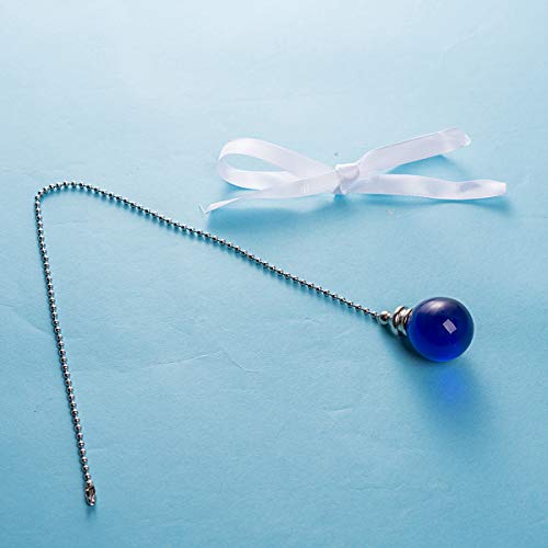 Image of Ceiling Fan Pull Chain, 2pcs Blue 30mm Diameter Crystal Ball Fan Pull Chain, 20 Inches Fan Pulls Set with Connector Ceiling Fan Pull Chain Ornaments Lighting Accessories