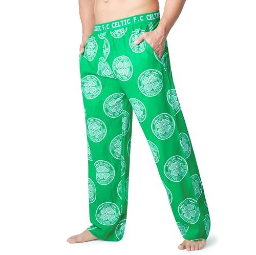 Celtic F.C. Mens Pyjama Bottoms - Comfy Nightwear Pyjamas for Men Teenagers S-3XL Lounge Wear PJs Celtic Gifts for Men (M, Green AOP)