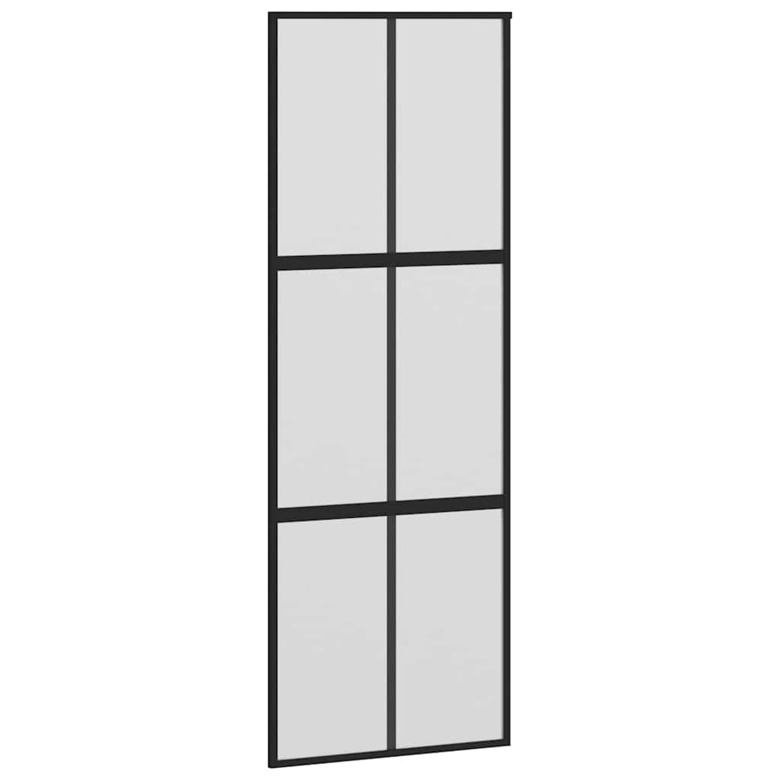 Drzwi przesuwne ze szkła hartowanego (5 mm) i malowanego proszkowo aluminium, 76 x 205 cm, czarno-matowe, w zestawie zestaw okuć – oszczędzająca miejsce przegroda do nowoczesnego wystroju