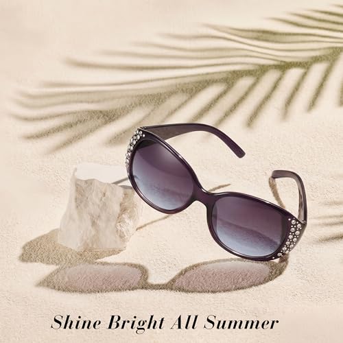 Image of LVIOE Polarized Sunglasses for Women Rhinestone Design Wrap Around Shades