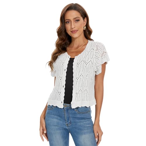 Open Front Summer Cotton Thin Cardigans for Women Lightweight Cropped Cardigan Sweaters for Women