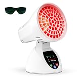 Relhafethy Infrared Lamp, 150W High Power Red Light Lamp, 3 Temperature Levels, 30/45/60 Min Timer, Angle Adjustable, Tip-Over Protection, Infrared Light for Office/Home Use