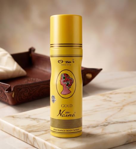 Image of Ossa Gold Naina Body Spray Deodorant For Men and Women, 200ML With Musk and Woody Notes | Premium Long Lasting Unisex Deodorant Combo | Strong Fragrance Ideal for All-Day