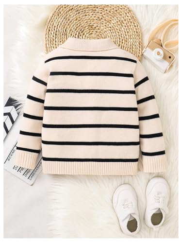 Verdusa Boy's Striped Button Down Sweater Old Money Long Sleeve Lapel Collar Casual Knit Tops2