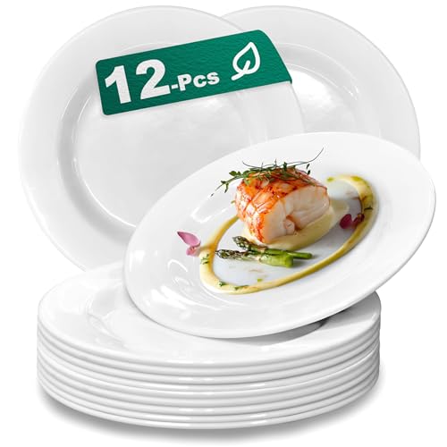 Juego De 12 10.5 Pulgadas Platos De Postre Irrompibles Ligeros - Blancos Para Cena Lavavajillas Seguro Cocina Exterior Platos Para Meriendas De Niños Regalo Para Boda Uso Cotidiano