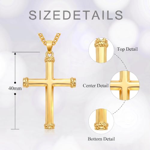 Image of Midari Gold Cross Necklace for Men 18K Gold Cross Pendant Minimalist Faith Necklace Christian Pendant Religious Gift