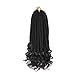 Wavy Ends 3S Box Braids Crochet Braiding Hair Extensions Black Color Synthetic Goddess Box Braids With Free Curly End Crochet Braids For Woman Girls 22strands/pack (14inch, 1B)
