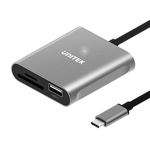 SD Card Reader USB C, Unitek 3 in 1 Type C to USB Camera SD/Micro SD Memory Card Reader Adapter 2TB Capacity for MacBook Pro/Air, iPad Pro, XPS, Samsung Galaxy S10/S9/S8 and More USB-C Devices (15cm)