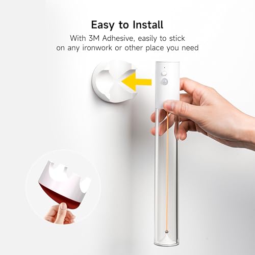 Image of AUGE LIGHT Motion Sensor Light Magnetic Body Sensor Wall Light Wall Sconce Rechargeable USB Torch Lights Cordless Handheld for Bedside Stair Hallway (White)