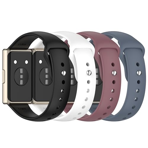 FitTurn 4-Pack Sport Band Compatible with Huawei band 11 pro/11 Smartwatch, Soft Silicone Wristband Strap with Classic Clasp for Huawei band 11 pro/11 (4pack-1)