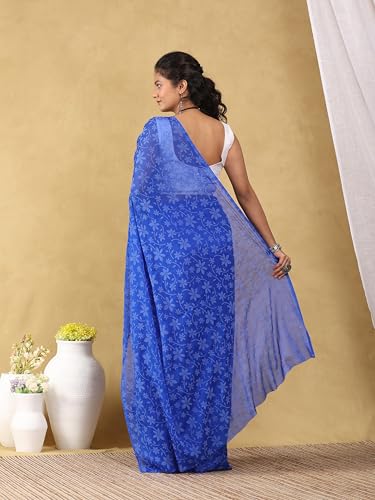 Image of Garden Vareli Lock Chiffon Floral Saree