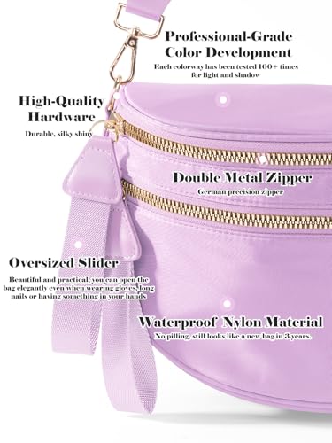Image of Pure Colour Crossbody Bag Bum Bag for Women,Spacious Purse Fanny Packs Belt Bag,Oversized Bum Bag (Colour Bum Bag-Light Purple)