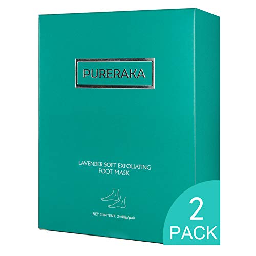 PURERAKA Foot Peel Mask 2 Pairs - Peeling Away Calluses and Dead Skin cells, Make Your Feet Baby Soft, Repair Rough Heels, Get Silky Soft Feet, Exfoliating Foot Mask for Women or Men(Lavender)