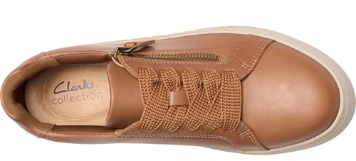 Clarks Clarks Women’s Mykah Joy Platform Fashion Sneaker, Tan Leather, 7.5