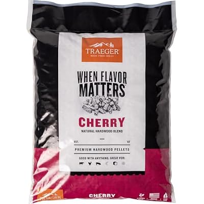 Traeger Grills Cherry 100% All-Natural Wood Pellets for Smokers and Pellet Grills, BBQ, Bake, Roast, 18 lb. Bag