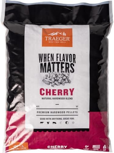 Traeger Grills Cherry 100% All-Natural Wood Pellets for Smokers and Pellet Grills, BBQ, Bake, Roast, 18 lb. Bag