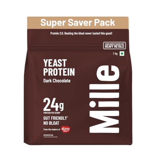 Image of Mille Dark Chocolate Yeast Protein Powder (NEW LAUNCH) | 24g Protein /Scoop | NO BLOAT | NO Added Sugar | Fermented Yeast Protein Powder | Vegan | Has All 9 Essential Amino Acids | No Adulteration | 1kg
