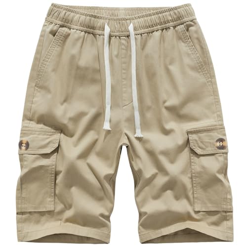 Msmsse Womens Cargo Bermuda Shorts Summer Casual Drawstring Knee Length Shorts for Women Khaki M