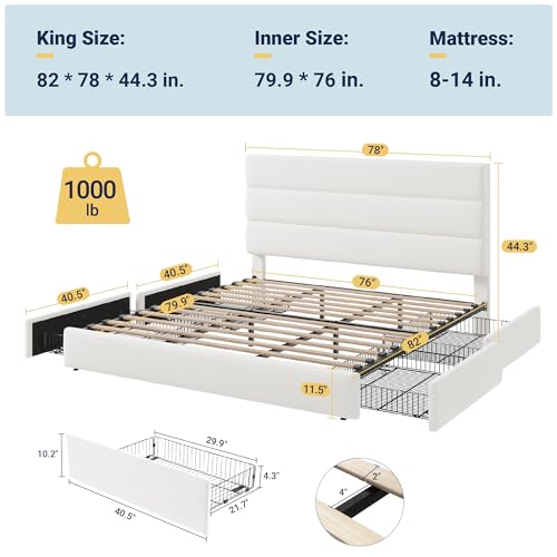 Opiniones de Base para Cama King Size Con Cajones disponible en línea. 20 Imagen adicional