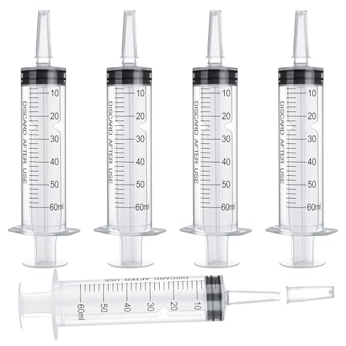 Image of 10 Pack 60mL Plastic Syringes for Liquid - Large Syringe Without Needle for Liquid, Measurement & Scientific Labs