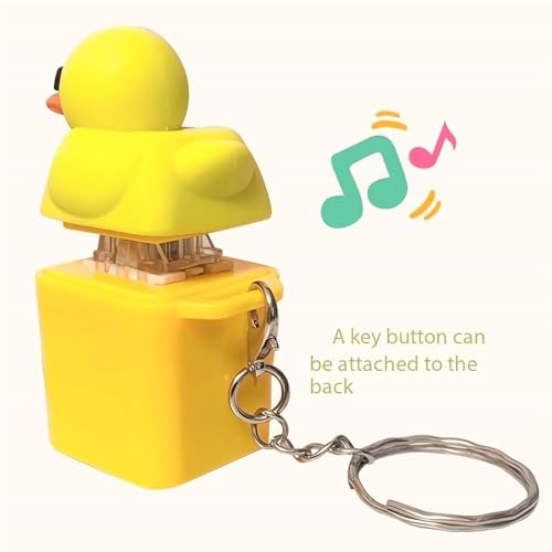 Image of Quacking Duck Fidget Toy Keychain, Cute Yellow Duck Clicker With Sound & Light Effect, Squeaky Stress Relief Sensory Toy for Kids, Teens & Desk Play Gift
