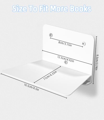 Wandregal, Set aus 4 Schwebendes Regal, Weiße Bücherregal Wand, Unsichtbare Bücherregal Hängend, einfach zu Erweiternden Wandraum, Wandregal Bücher Geeignet für Schlafzimmer, Wohnzimmer, Büro, etc