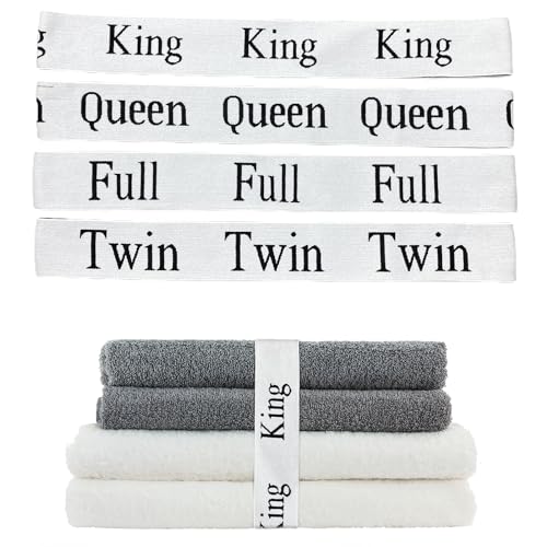 8Pcs Bed Sheet Organizer Bands Sheet Organizers and Storage Labeled Elastic Bedding Sheet Keepers Straps,for Closet,Bedroom,Dorm and Laundry Room