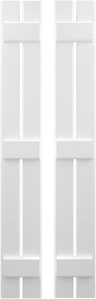 Ekena Millwork ARW401SB207X75WHH Americraft Two 3 Exterior Real Wood Spaced Board-n-Batten Shutters (Per Pair), White