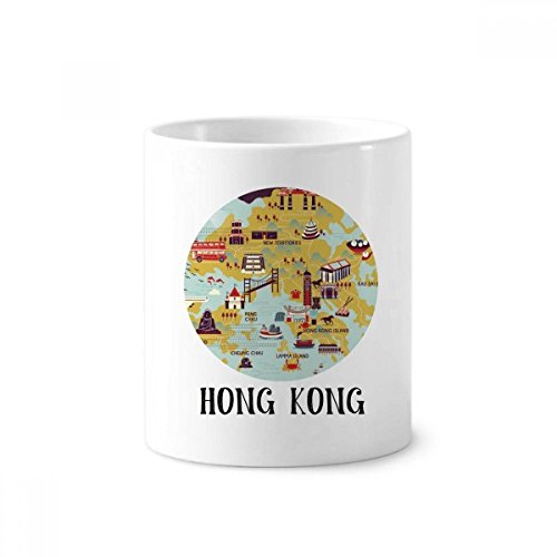 Hong Kong Carte Sightseeing tasse céramique blanche pour bureau et salle de bain