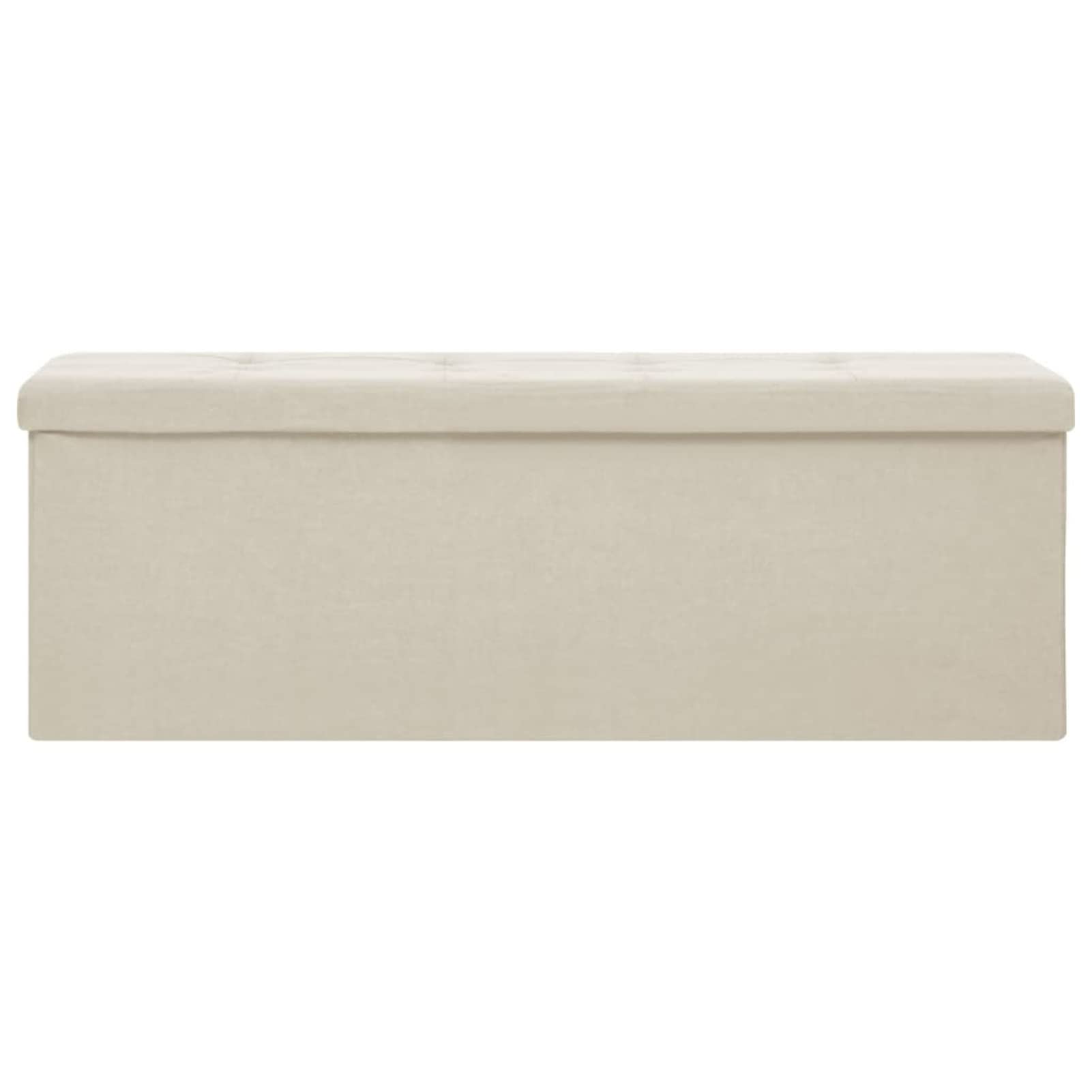 Tidyard Banc de Rangement Blanc crème avec siège rembourré, Coffre de Rangement Pliable en Faux Lin et MDF, 110x38x38 cm, capacité 110 kg, pour entrée, Salon ou Chambre