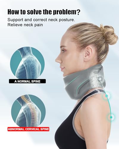 Image of Neck Brace for Sleeping - Cervical Collar Relief Neck Pain and Neck Support Soft Foam Wraps Keep Vertebrae Stable for Relief of Cervical Spine Pressure for Women & Men Dove Gray Large Size