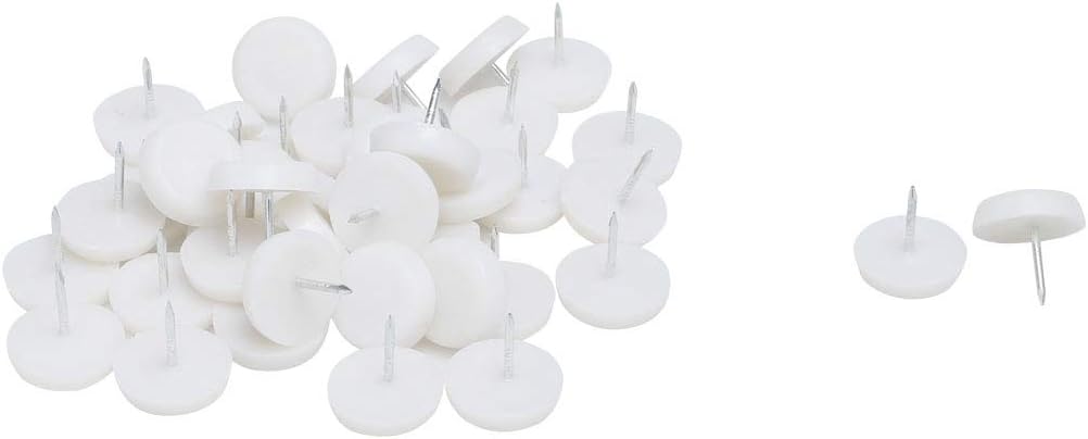 sourcing map Plastic Pads Protector Furniture Chair Table Leg Feet Glides Nails 41pcs, Silver,white, 20mm(41pcs)
