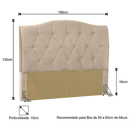Cabeceira Cama Box Casal King 195 cm Colônia Suede Bege - D'Monegatto