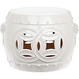 Safavieh Castle Gardens Collection Mei Double Coin Antique White Glazed Ceramic Garden Stool