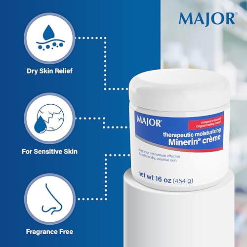 MAJOR Therapeutic Moisturizing Minerin Créme - Body Cream Moisturizer for Dry Skin - Fragrance-Free - 16 Oz. (1 Pack)