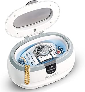 VLOXO Ultrasonic Cleaner,600ML 50W Jewellery Cleaner Silver Cleaner for Jewelry Silver Rings Necklace Pandora Bracelets Shavers Dentures Glasses Watches Razors TattooTools Guiness Surger Cans