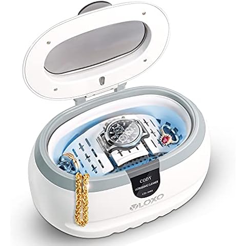VLOXO Ultrasonic Cleaner,600ML 50W Jewellery Cleaner Silver Cleaner for Jewelry Silver Rings Necklace Pandora Bracelets Shavers Dentures Glasses Watches Razors TattooTools Guiness Surger Cans Cover