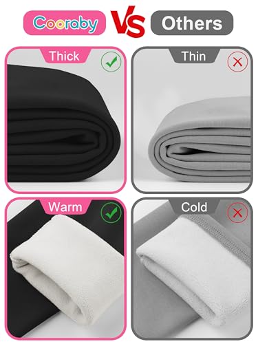 Cooraby 3 Pack Girls Fleece Lined Leggings Cotton Kitty Printed Winter Warm Tights Thick Elastic Thermal Pants for Kids3