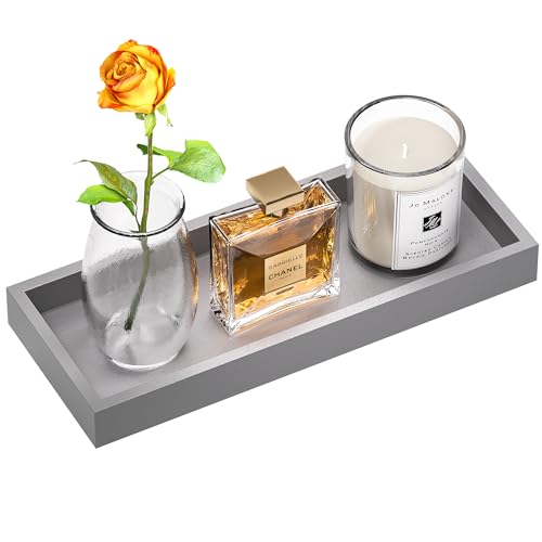 ZHWS Bathroom Vanity Tray for Toilet Tank, Perfume, Jewelry, Candle, Makeup, Decorative Tray, Kitchen Tray Counter Organizer for Soap Dispenser, Coffee Table Silver 11.3”L x 4.4”W x 1.14”H