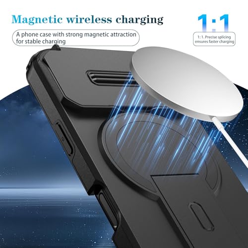 Image of ShieldTech MagStand Series Case for iPhone 17 Pro | Mobile Cover with flip-up Camera Cover MagSafe, Kickstand, Shockproof for Apple iPhone 17 Pro - Black