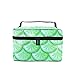Bolsa de maquillaje de viaje, bolsa de cosméticos grande, básculas de pescado verde, organizador con bolsa de malla para mujeres y niñas