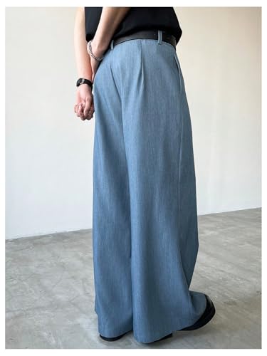 Floerns Men's Flat Front Dress Pants Wide Leg Streetwear Casual Baggy Trousers with Pocket3