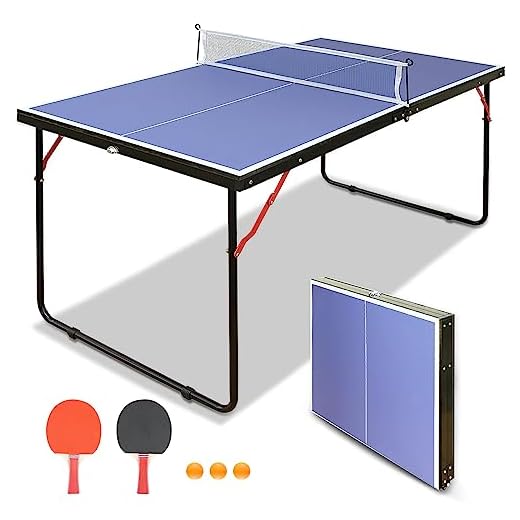 Petfu Ping Pong Table,Foldable,Portable Table Tennis Table Set,with Net and 2 Ping Pong Paddles and 3 Balls,No Need Assembly,for Indoor/Outdoor Sports,Midsize,Ping Pong Table,Gifts