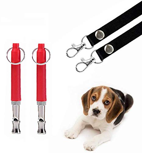 Dog Whistle to Stop Barking, [2 Pack] Adjustable Pitch Ultrasonic Training Tool Silent