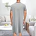 Fashion Store Mens Nightgown Henley Night Shirt for Sleeping Short Sleeve Nightgown Big and Tall, Loose Kaftan Sleepwear (Gray, 3X-Large)